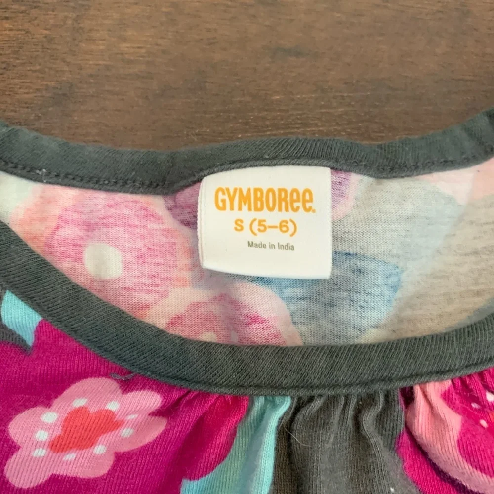 Gymboree Gray Floral Ruffle Bottom Long Sleeve Blouse